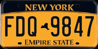 NY license plate FDQ9847