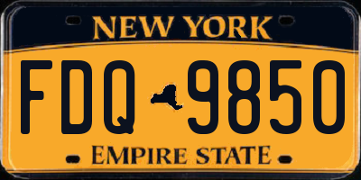 NY license plate FDQ9850