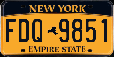 NY license plate FDQ9851