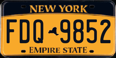 NY license plate FDQ9852