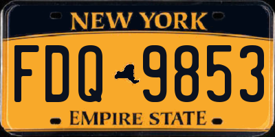 NY license plate FDQ9853