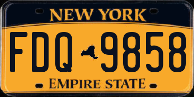 NY license plate FDQ9858