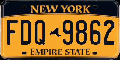 NY license plate FDQ9862