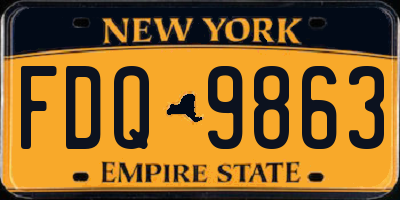 NY license plate FDQ9863