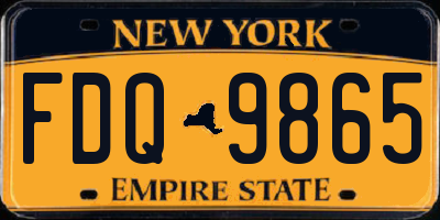 NY license plate FDQ9865