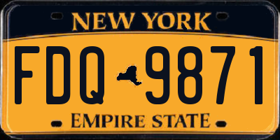 NY license plate FDQ9871