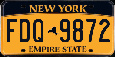NY license plate FDQ9872
