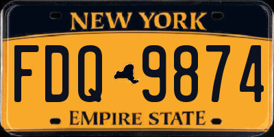 NY license plate FDQ9874