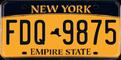 NY license plate FDQ9875
