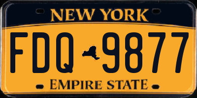 NY license plate FDQ9877