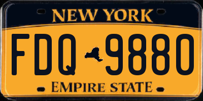 NY license plate FDQ9880