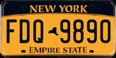 NY license plate FDQ9890