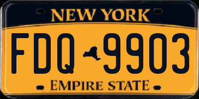NY license plate FDQ9903