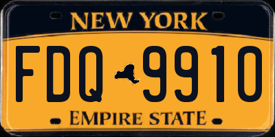 NY license plate FDQ9910