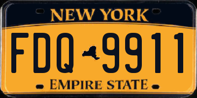 NY license plate FDQ9911