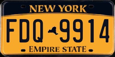 NY license plate FDQ9914