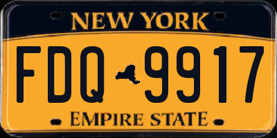 NY license plate FDQ9917