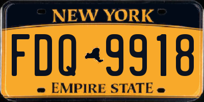 NY license plate FDQ9918