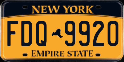 NY license plate FDQ9920