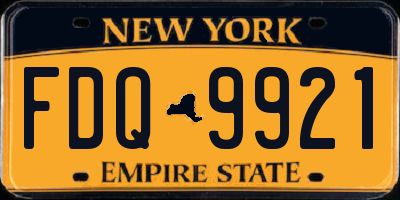 NY license plate FDQ9921