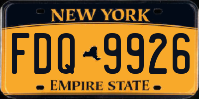 NY license plate FDQ9926