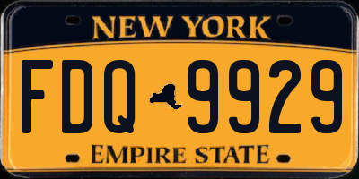 NY license plate FDQ9929