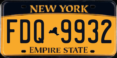 NY license plate FDQ9932