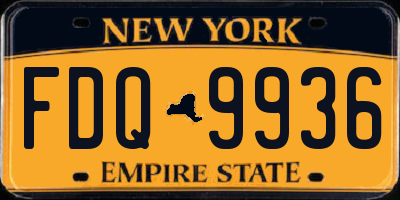 NY license plate FDQ9936