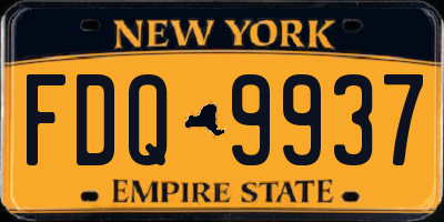 NY license plate FDQ9937