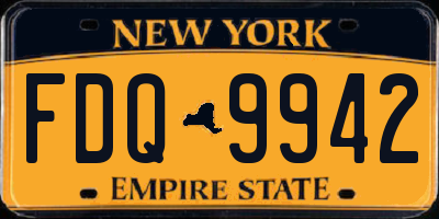 NY license plate FDQ9942