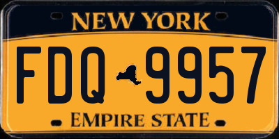 NY license plate FDQ9957