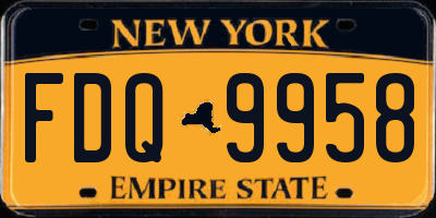 NY license plate FDQ9958