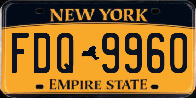 NY license plate FDQ9960