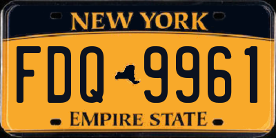 NY license plate FDQ9961