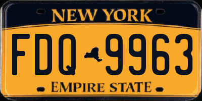 NY license plate FDQ9963