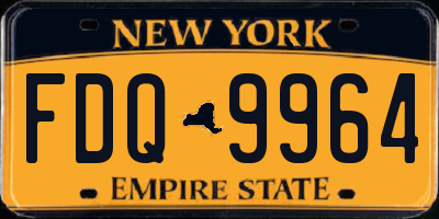 NY license plate FDQ9964