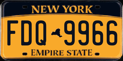 NY license plate FDQ9966