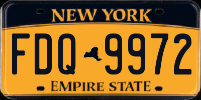 NY license plate FDQ9972