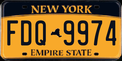 NY license plate FDQ9974