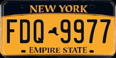 NY license plate FDQ9977
