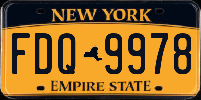 NY license plate FDQ9978