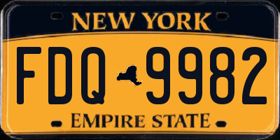 NY license plate FDQ9982