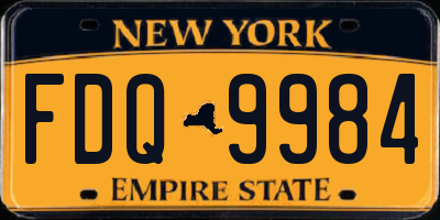 NY license plate FDQ9984
