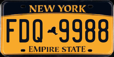 NY license plate FDQ9988