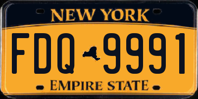 NY license plate FDQ9991