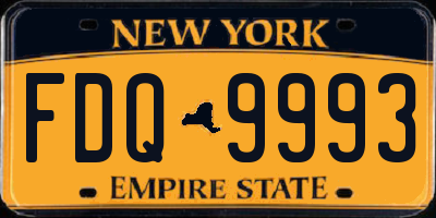 NY license plate FDQ9993