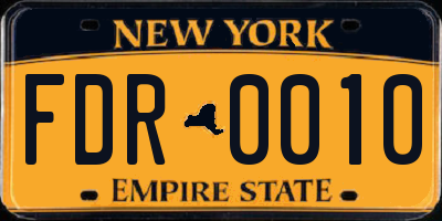 NY license plate FDR0010