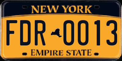 NY license plate FDR0013