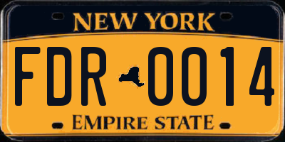 NY license plate FDR0014