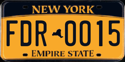 NY license plate FDR0015